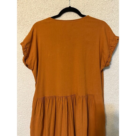 Lou & Grey Womens‎ Size Small Linen Blend Dress Oversized Pockets Rust Orange - Picture 7 of 10